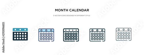 month calendar icon in different style vector illustration. two colored and black month calendar vector icons designed in filled, outline, line and stroke style can be used for web, mobile, ui