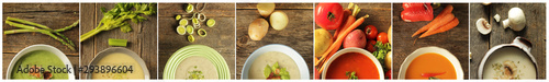 Photo Collage of different kind of soup