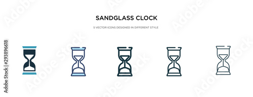 sandglass clock icon in different style vector illustration. two colored and black sandglass clock vector icons designed in filled, outline, line and stroke style can be used for web, mobile, ui
