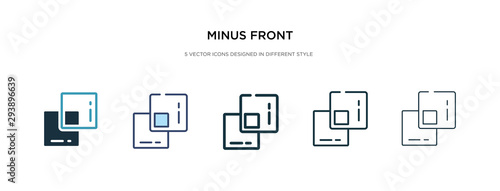 minus front icon in different style vector illustration. two colored and black minus front vector icons designed in filled, outline, line and stroke style can be used for web, mobile, ui
