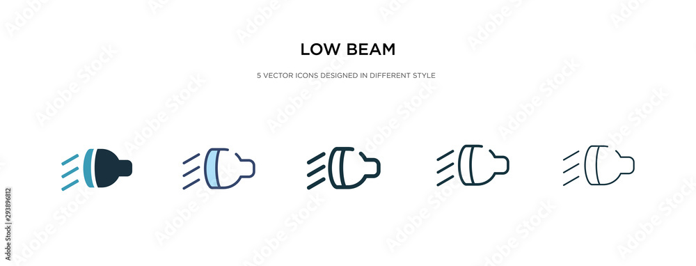 low beam icon in different style vector illustration. two colored and black low beam vector icons designed in filled, outline, line and stroke style can be used for web, mobile, ui