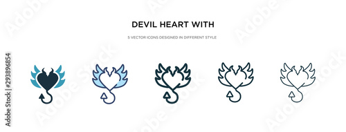 devil heart with wings icon in different style vector illustration. two colored and black devil heart with wings vector icons designed in filled, outline, line and stroke style can be used for web,
