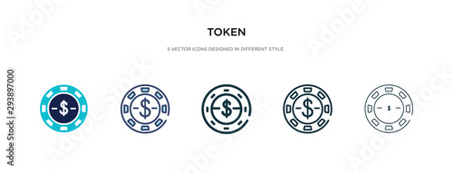 token icon in different style vector illustration. two colored and black token vector icons designed in filled, outline, line and stroke style can be used for web, mobile, ui