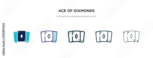ace of diamonds icon in different style vector illustration. two colored and black ace of diamonds vector icons designed in filled, outline, line and stroke style can be used for web, mobile, ui photo