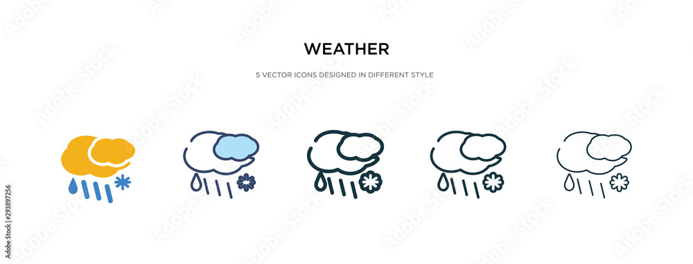 weather icon in different style vector illustration. two colored and black weather vector icons designed in filled, outline, line and stroke style can be used for web, mobile, ui - obrazy, fototapety, plakaty 