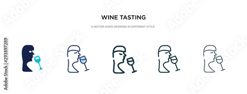 wine tasting icon in different style vector illustration. two colored and black wine tasting vector icons designed in filled, outline, line and stroke style can be used for web, mobile, ui
