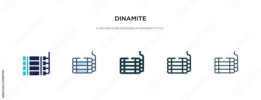 dinamite icon in different style vector illustration. two colored and black dinamite vector icons designed in filled, outline, line and stroke style can be used for web, mobile, ui dinamite icon in different style vector illustration. two colored and black dinamite vector icons designed in filled, outline, line and stroke style can be used for web, mobile, ui