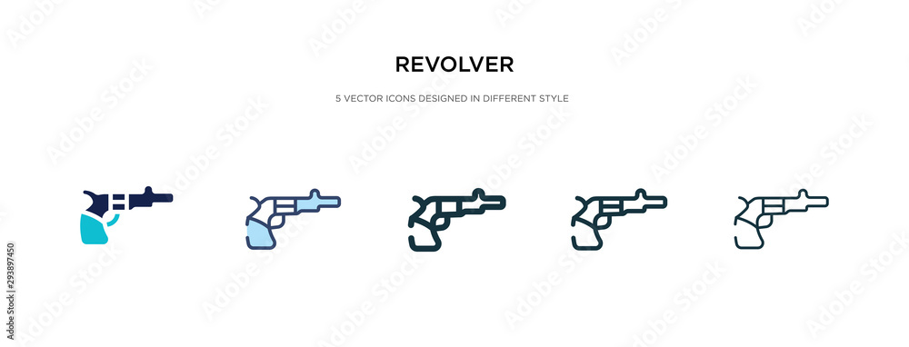 revolver icon in different style vector illustration. two colored and black revolver vector icons designed in filled, outline, line and stroke style can be used for web, mobile, ui revolver icon in different style vector illustration. two colored and black revolver vector icons designed in filled, outline, line and stroke style can be used for web, mobile, ui