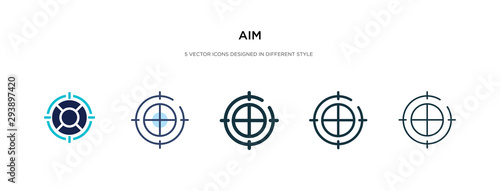 aim icon in different style vector illustration. two colored and black aim vector icons designed in filled, outline, line and stroke style can be used for web, mobile, ui photo