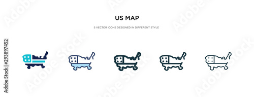 us map icon in different style vector illustration. two colored and black us map vector icons designed in filled, outline, line and stroke style can be used for web, mobile, ui