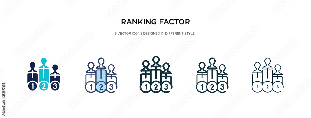 ranking factor icon in different style vector illustration. two colored and black ranking factor vector icons designed in filled, outline, line and stroke style can be used for web, mobile, ui - obrazy, fototapety, plakaty 