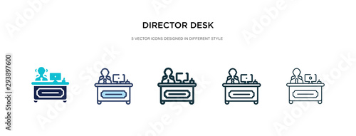 director desk icon in different style vector illustration. two colored and black director desk vector icons designed in filled, outline, line and stroke style can be used for web, mobile, ui