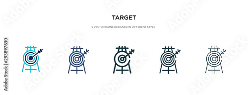 target icon in different style vector illustration. two colored and black target vector icons designed in filled, outline, line and stroke style can be used for web, mobile, ui