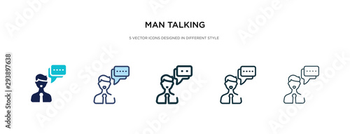 man talking icon in different style vector illustration. two colored and black man talking vector icons designed in filled, outline, line and stroke style can be used for web, mobile, ui