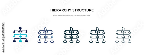 hierarchy structure icon in different style vector illustration. two colored and black hierarchy structure vector icons designed in filled, outline, line and stroke style can be used for web,