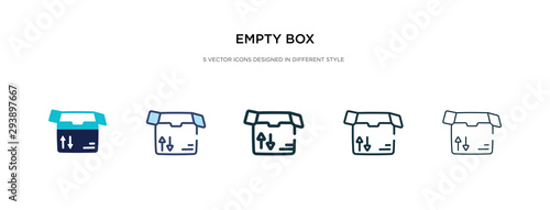 empty box icon in different style vector illustration. two colored and black empty box vector icons designed in filled, outline, line and stroke style can be used for web, mobile, ui