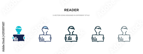 reader icon in different style vector illustration. two colored and black reader vector icons designed in filled, outline, line and stroke style can be used for web, mobile, ui