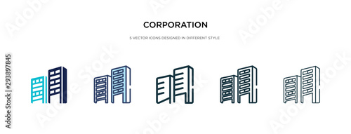 corporation icon in different style vector illustration. two colored and black corporation vector icons designed in filled, outline, line and stroke style can be used for web, mobile, ui photo