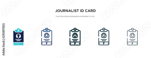 journalist id card icon in different style vector illustration. two colored and black journalist id card vector icons designed in filled, outline, line and stroke style can be used for web, mobile,