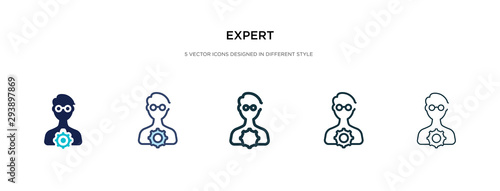 expert icon in different style vector illustration. two colored and black expert vector icons designed in filled, outline, line and stroke style can be used for web, mobile, ui photo