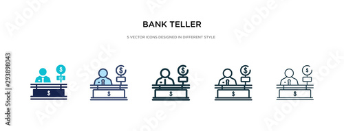 bank teller icon in different style vector illustration. two colored and black bank teller vector icons designed in filled, outline, line and stroke style can be used for web, mobile, ui