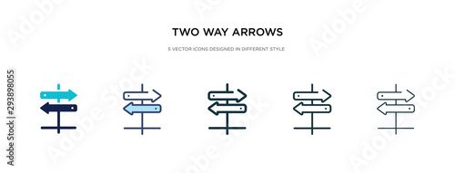 two way arrows icon in different style vector illustration. two colored and black two way arrows vector icons designed in filled, outline, line and stroke style can be used for web, mobile, ui