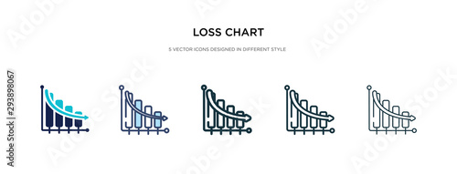 loss chart icon in different style vector illustration. two colored and black loss chart vector icons designed in filled, outline, line and stroke style can be used for web, mobile, ui