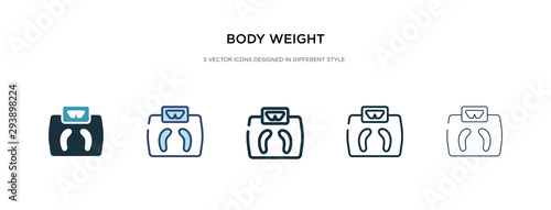 body weight icon in different style vector illustration. two colored and black body weight vector icons designed in filled, outline, line and stroke style can be used for web, mobile, ui