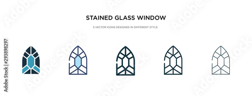 stained glass window icon in different style vector illustration. two colored and black stained glass window vector icons designed in filled, outline, line and stroke style can be used for web,