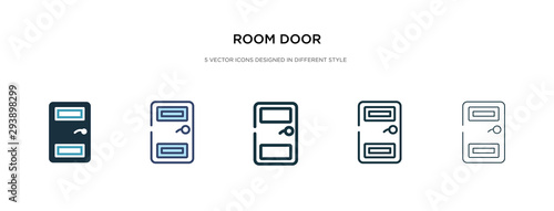 room door icon in different style vector illustration. two colored and black room door vector icons designed in filled, outline, line and stroke style can be used for web, mobile, ui
