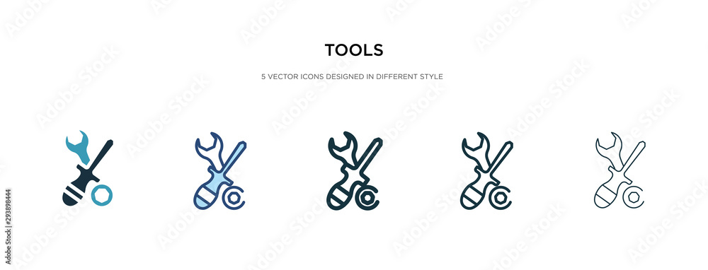 tools icon in different style vector illustration. two colored and black tools vector icons designed in filled, outline, line and stroke style can be used for web, mobile, ui