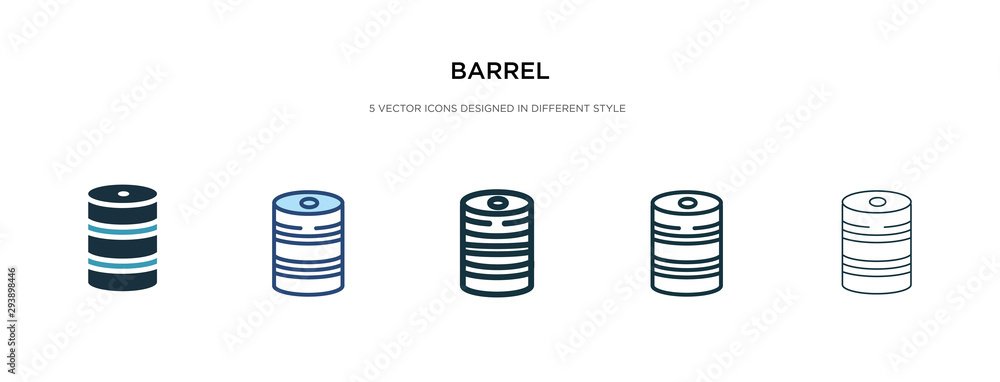 barrel icon in different style vector illustration. two colored and black barrel vector icons designed in filled, outline, line and stroke style can be used for web, mobile, ui