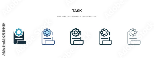 task icon in different style vector illustration. two colored and black task vector icons designed in filled, outline, line and stroke style can be used for web, mobile, ui