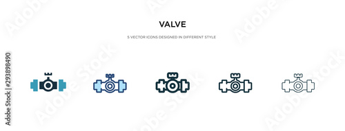 valve icon in different style vector illustration. two colored and black valve vector icons designed in filled, outline, line and stroke style can be used for web, mobile, ui photo
