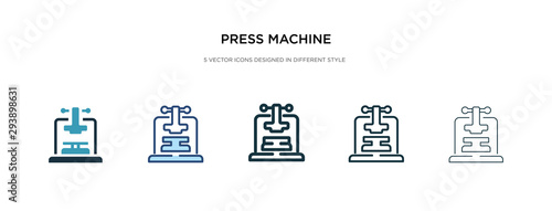 press machine icon in different style vector illustration. two colored and black press machine vector icons designed in filled, outline, line and stroke style can be used for web, mobile, ui