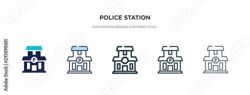 police station icon in different style vector illustration. two colored and black police station vector icons designed in filled, outline, line and stroke style can be used for web, mobile, ui