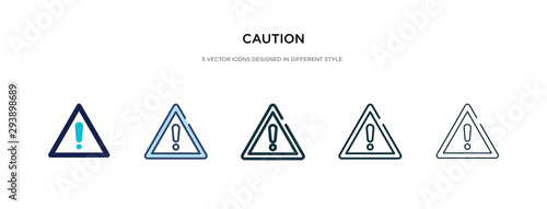caution icon in different style vector illustration. two colored and black caution vector icons designed in filled, outline, line and stroke style can be used for web, mobile, ui
