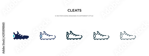 cleats icon in different style vector illustration. two colored and black cleats vector icons designed in filled, outline, line and stroke style can be used for web, mobile, ui photo