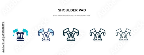 shoulder pad icon in different style vector illustration. two colored and black shoulder pad vector icons designed in filled  outline  line and stroke style can be used for web  mobile  ui