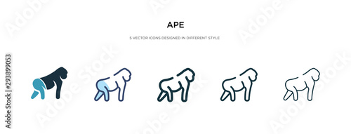 ape icon in different style vector illustration. two colored and black ape vector icons designed in filled, outline, line and stroke style can be used for web, mobile, ui