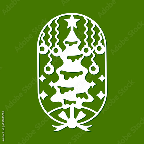 Christmas tree template for Laser and plotter cutting. Christmas party invitations and decoration. Suitable for laser cutting, plotter cutting or printing