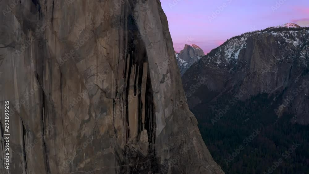 Aerial Panorama drone flight in Yosemite National Park valley at sunset, 4k Aerial Panorama drone flight in Yosemite National Park valley at sunset, 4k