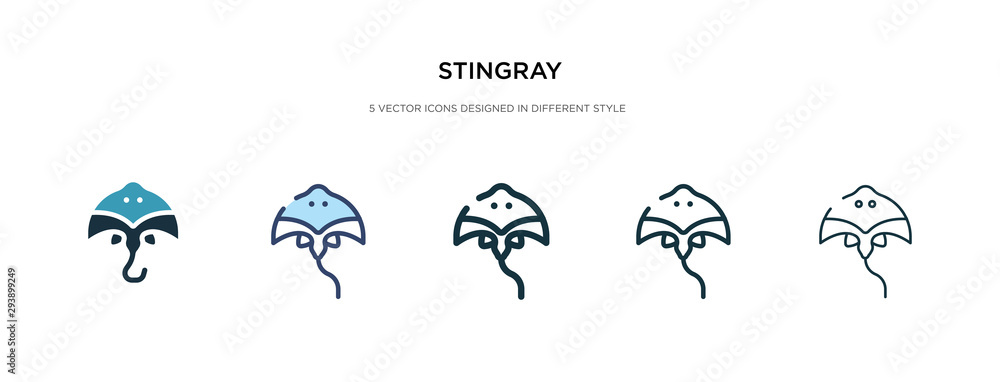 stingray icon in different style vector illustration. two colored and black stingray vector icons designed in filled, outline, line and stroke style can be used for web, mobile, ui