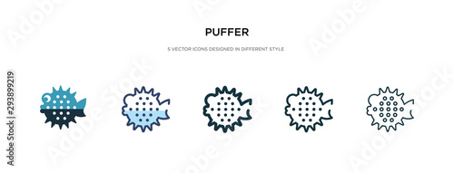 puffer icon in different style vector illustration. two colored and black puffer vector icons designed in filled, outline, line and stroke style can be used for web, mobile, ui