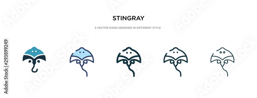 stingray icon in different style vector illustration. two colored and black stingray vector icons designed in filled, outline, line and stroke style can be used for web, mobile, ui