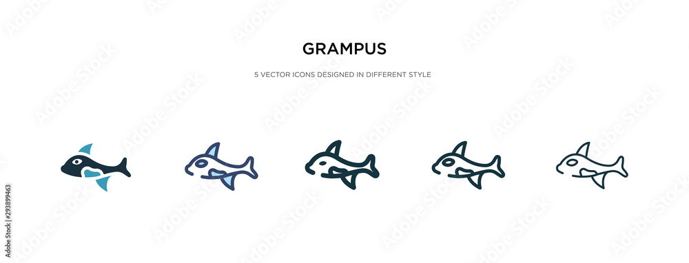 grampus icon in different style vector illustration. two colored and black grampus vector icons designed in filled, outline, line and stroke style can be used for web, mobile, ui