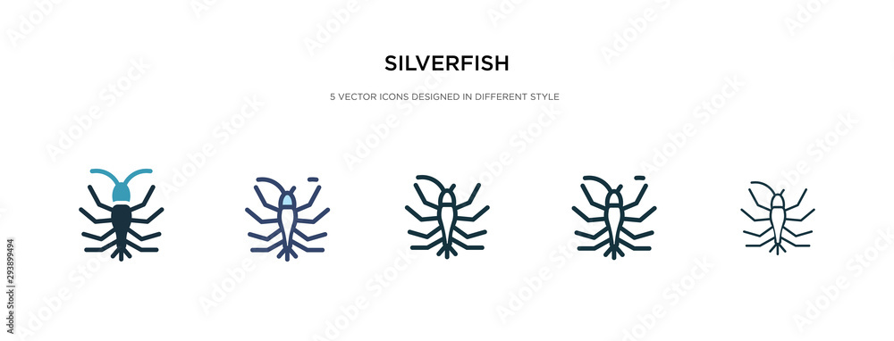 silverfish icon in different style vector illustration. two colored and black silverfish vector icons designed in filled, outline, line and stroke style can be used for web, mobile, ui