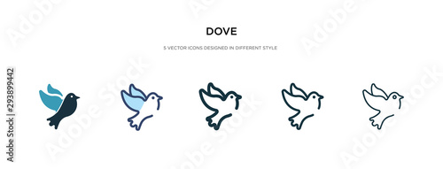 dove icon in different style vector illustration. two colored and black dove vector icons designed in filled, outline, line and stroke style can be used for web, mobile, ui