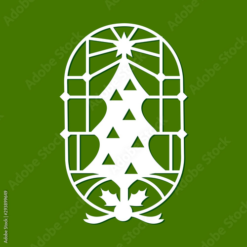 Christmas tree template for Laser and plotter cutting. Christmas party invitations and decoration. Suitable for laser cutting, plotter cutting or printing