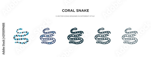 coral snake icon in different style vector illustration. two colored and black coral snake vector icons designed in filled, outline, line and stroke style can be used for web, mobile, ui
